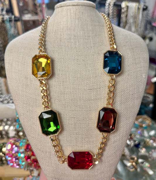 Multi Color Rectangle Necklace