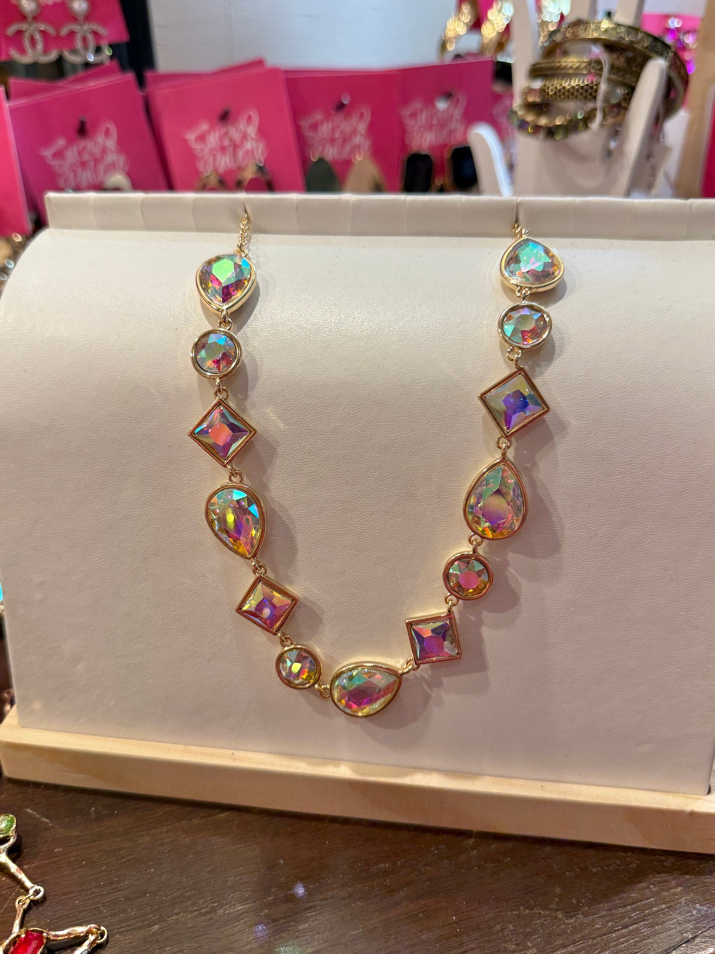 AB Multi Shape Gold Necklace