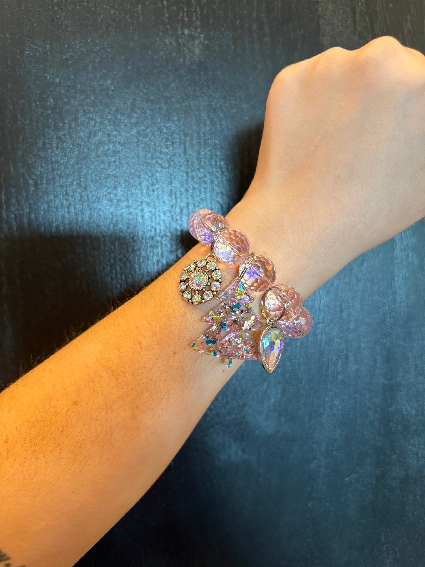 Pink Christmas Tree Bracelet