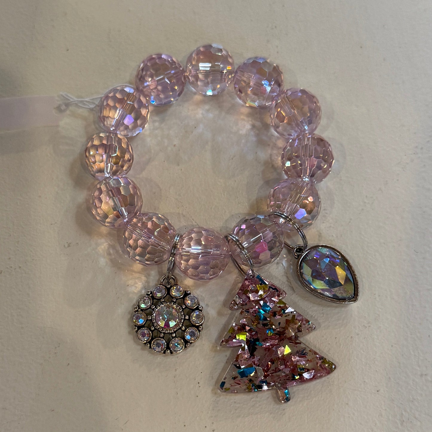 Pink Christmas Tree Bracelet