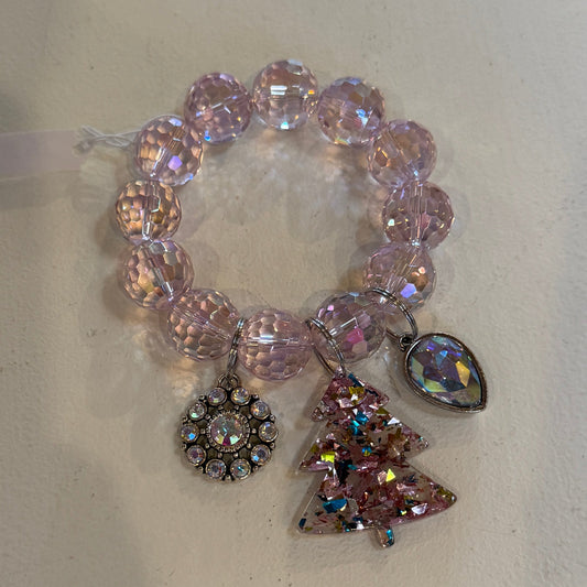 Pink Christmas Tree Bracelet