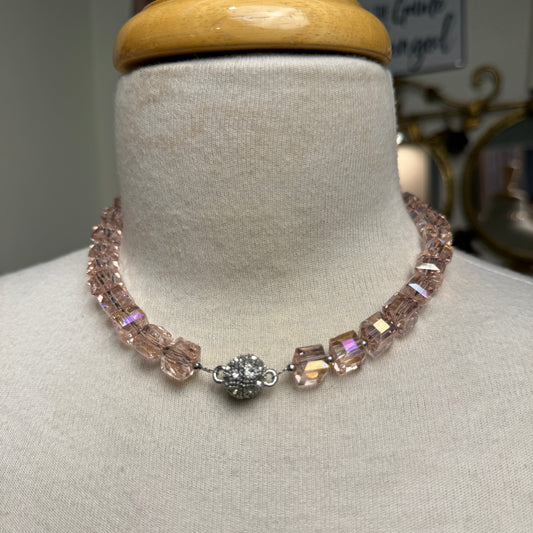 Light Pink Magnetic Closure Cube Necklace