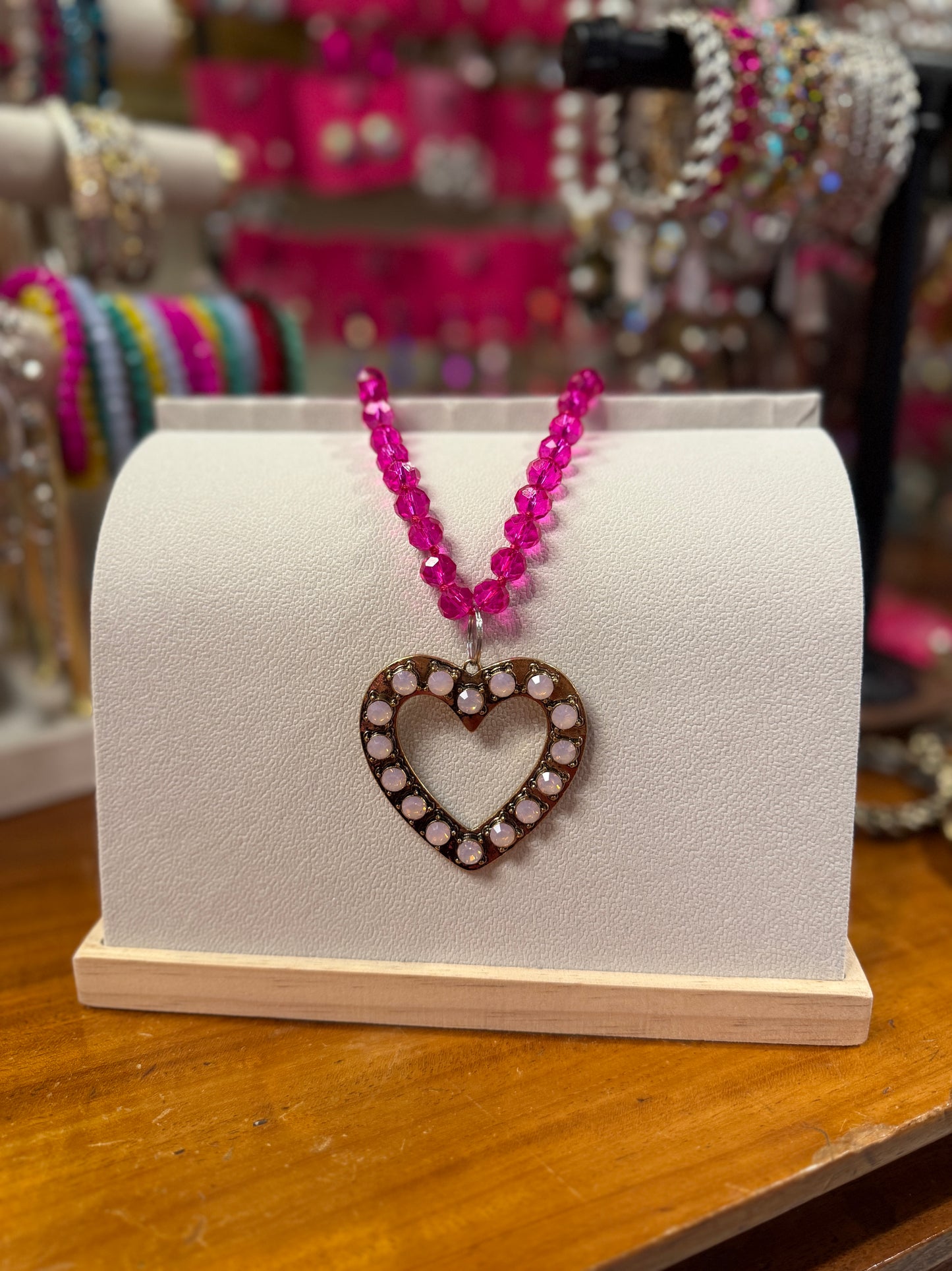 Pink Open Heart Necklace