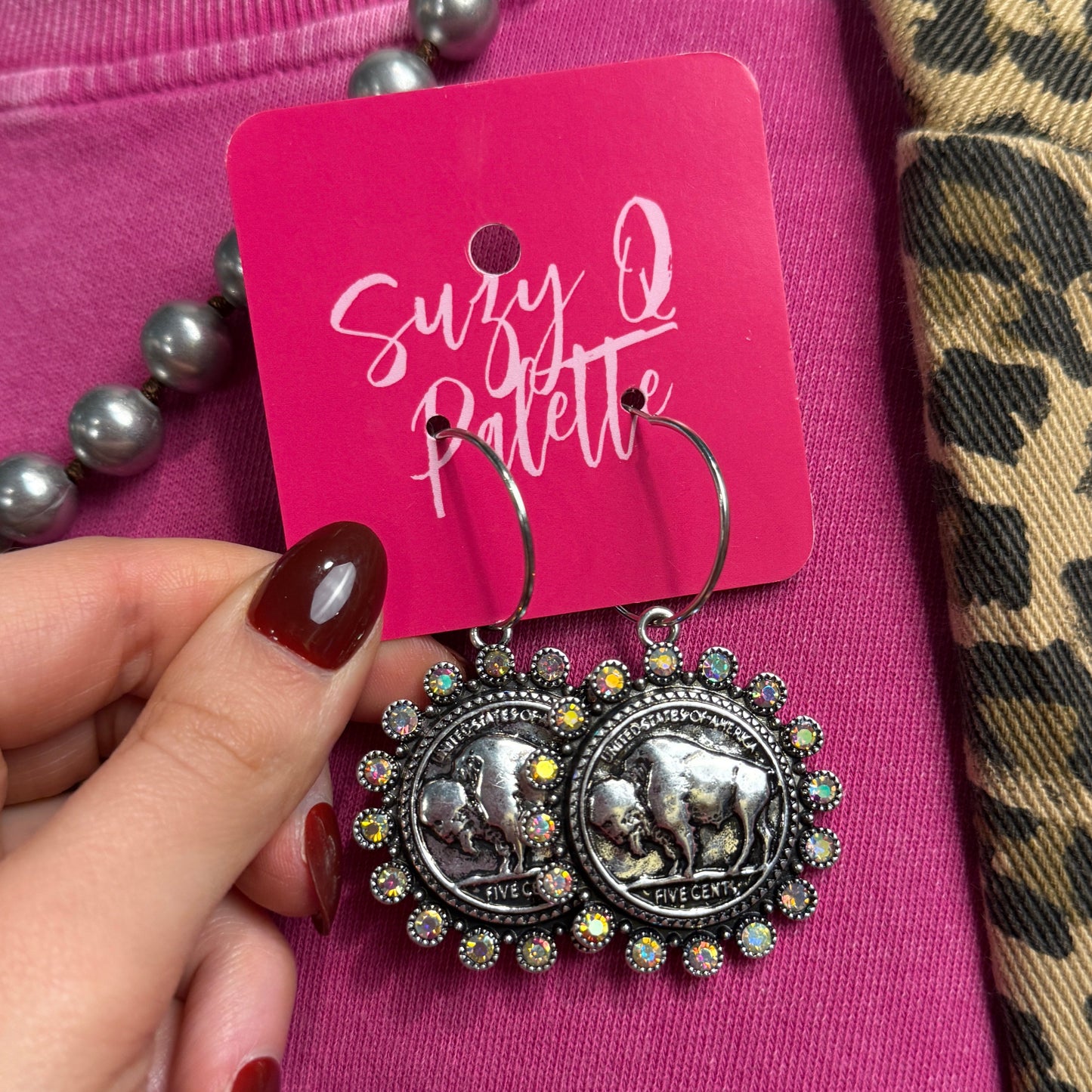 AB Stone Buffalo Earrings