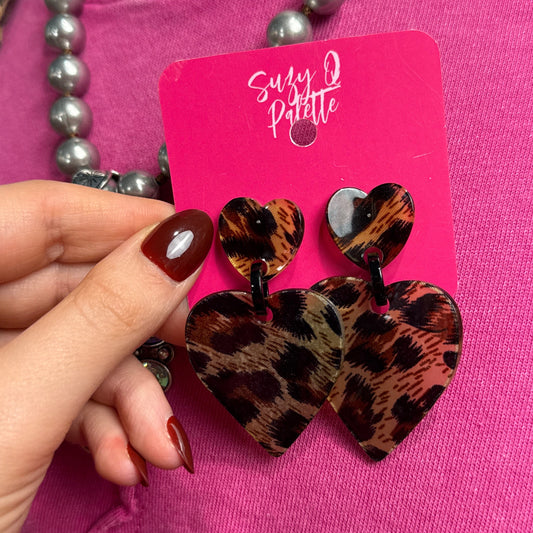 Leopard Heart Earrings