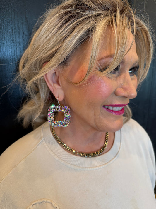 ALICE Large Square AB Stone Earrings