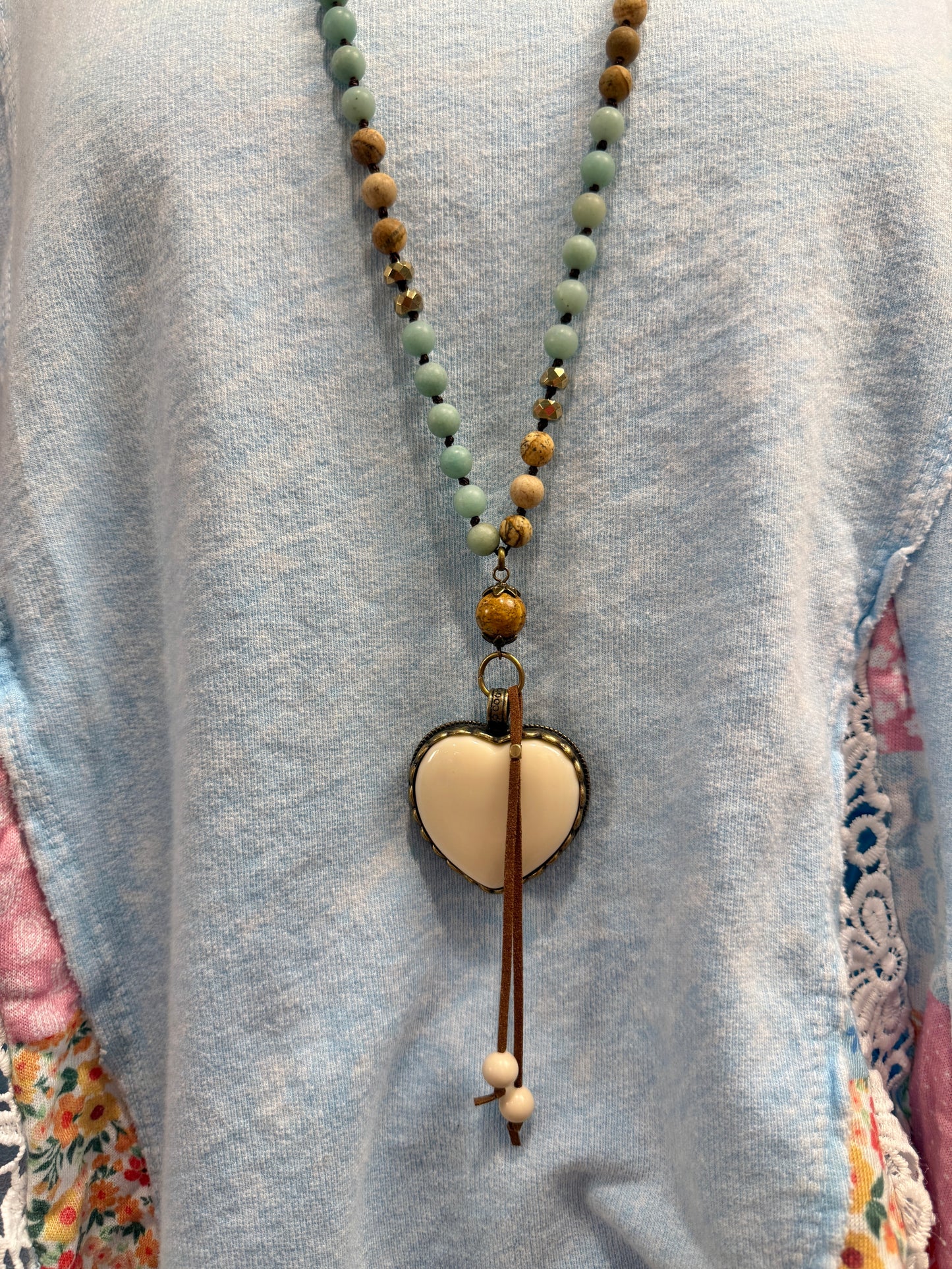 Heart Tassel Gemstone Necklace