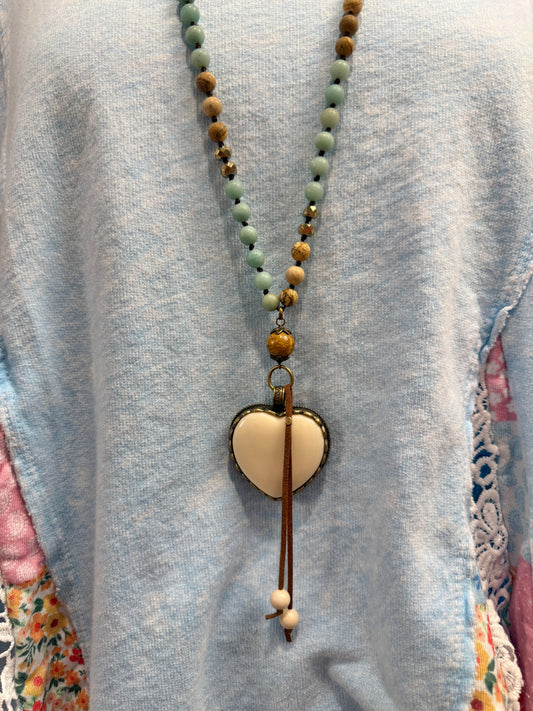 Heart Tassel Gemstone Necklace