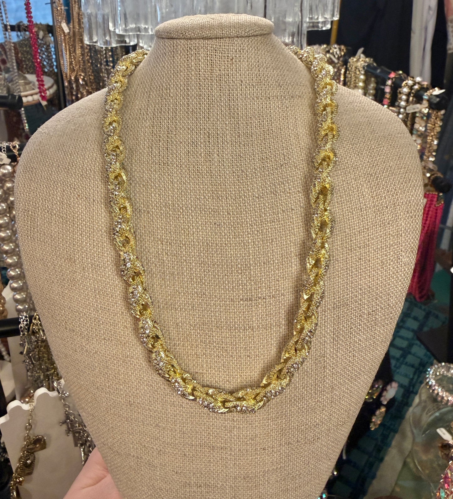 Crystal Gold Chain Necklace