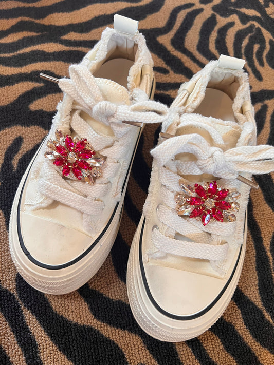 Pink Floral Crystal Shoe Charms
