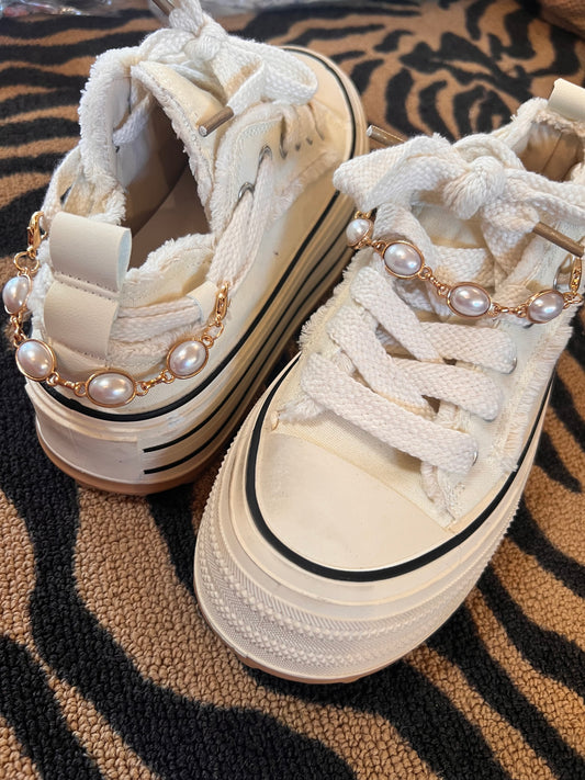 Gold Pearl Shoe Chains