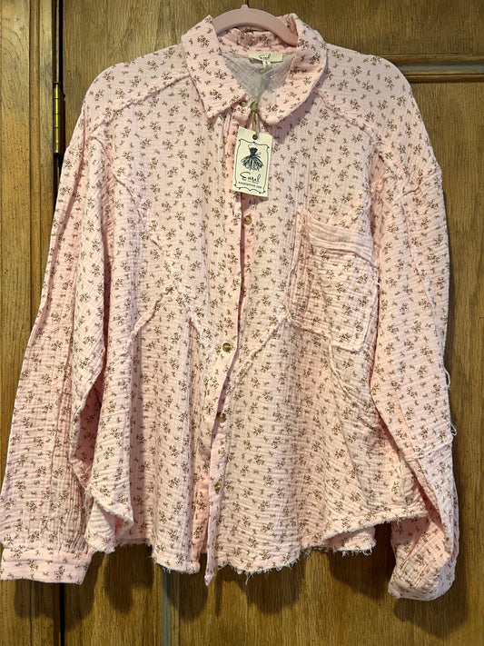 EASEL Rosebud Cotton Gauze Long Sleeve