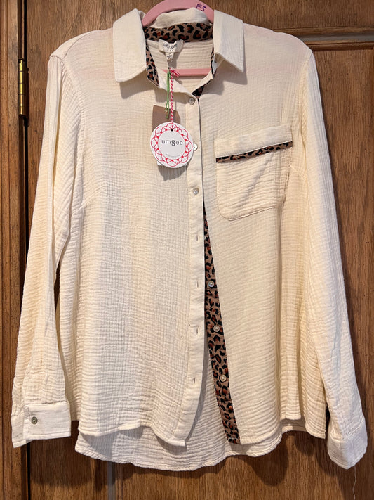 UMGEE Long Sleeve Cotton Gauze Top Cream