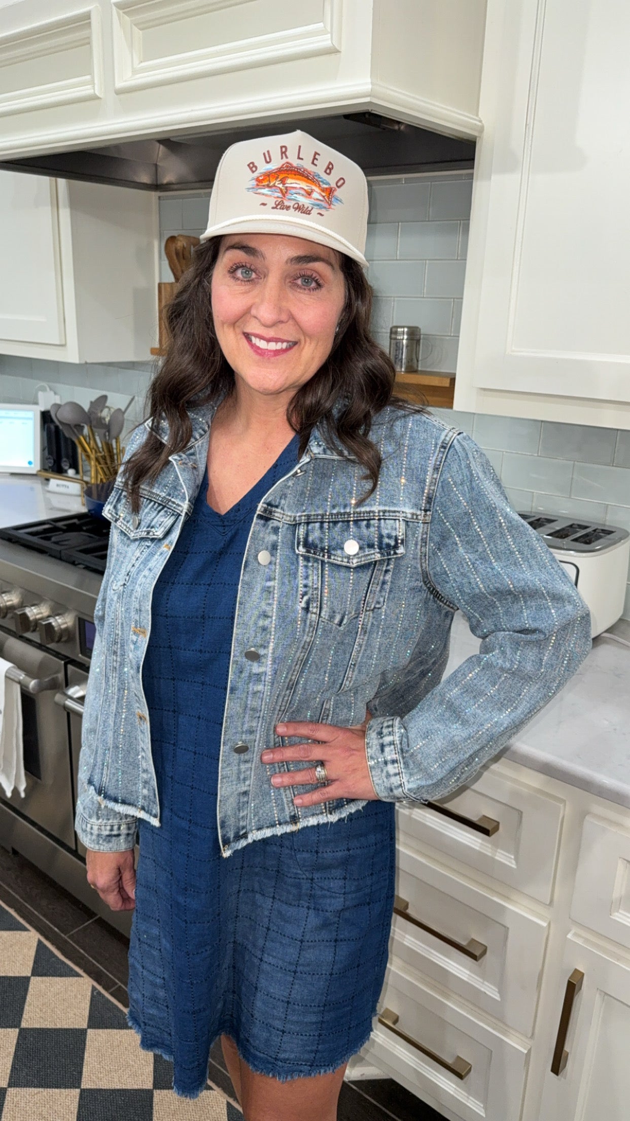 ORIGAMI Denim Jacket with Stripe Sparkle Design