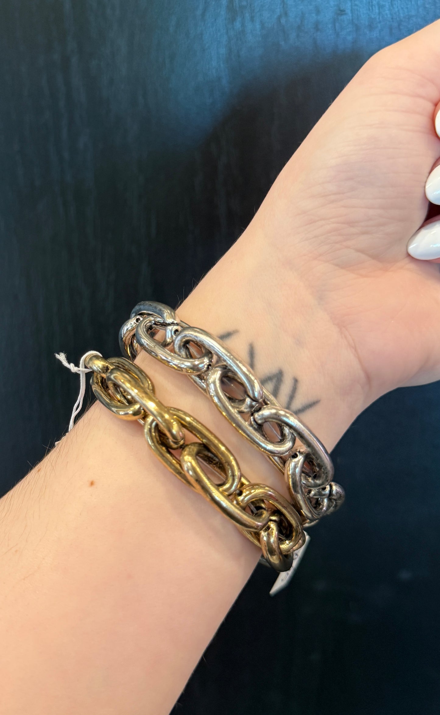 Hammered Cross Chain Bracelet