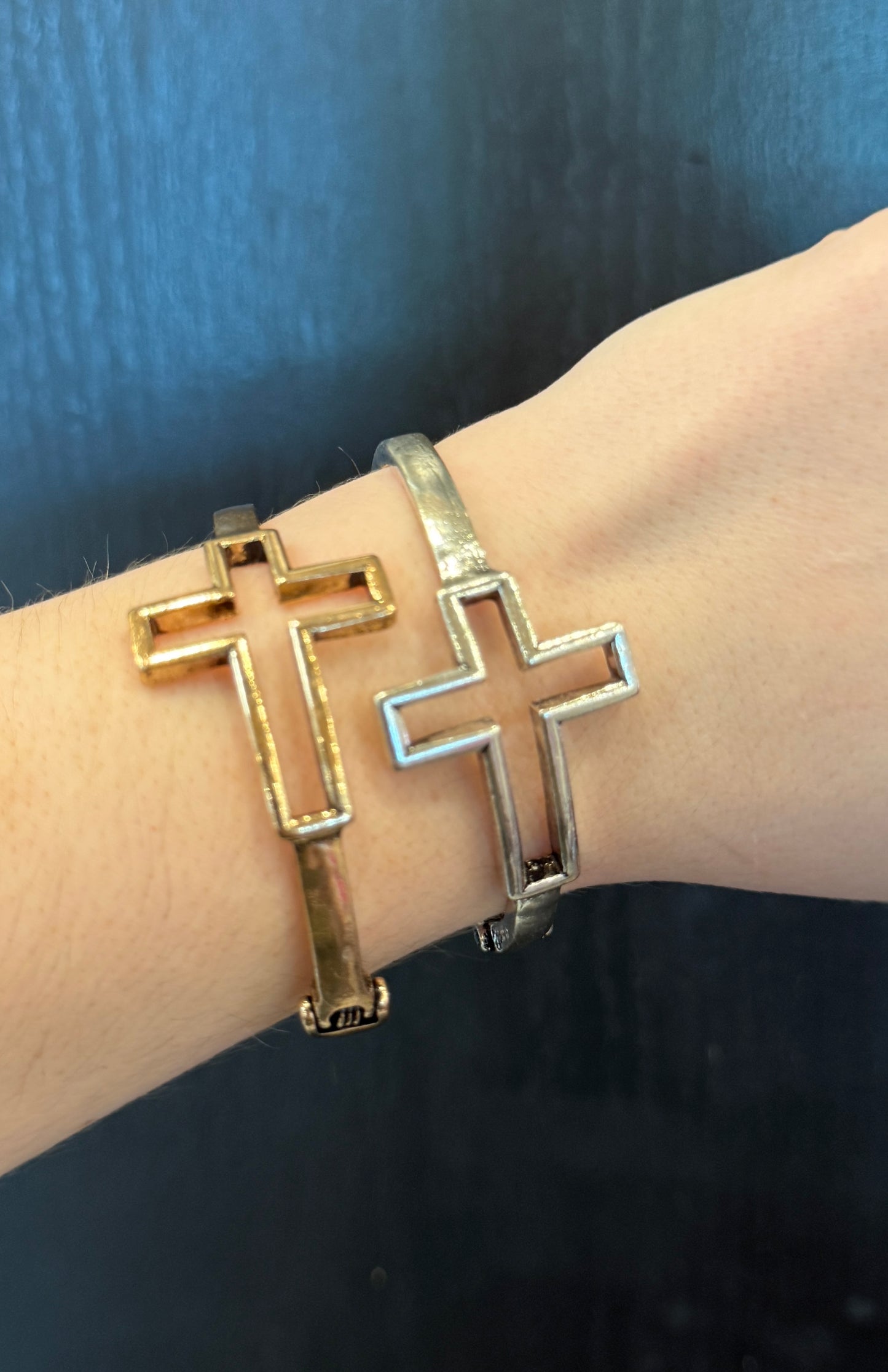 Cross Hinged Cuff Bracelet