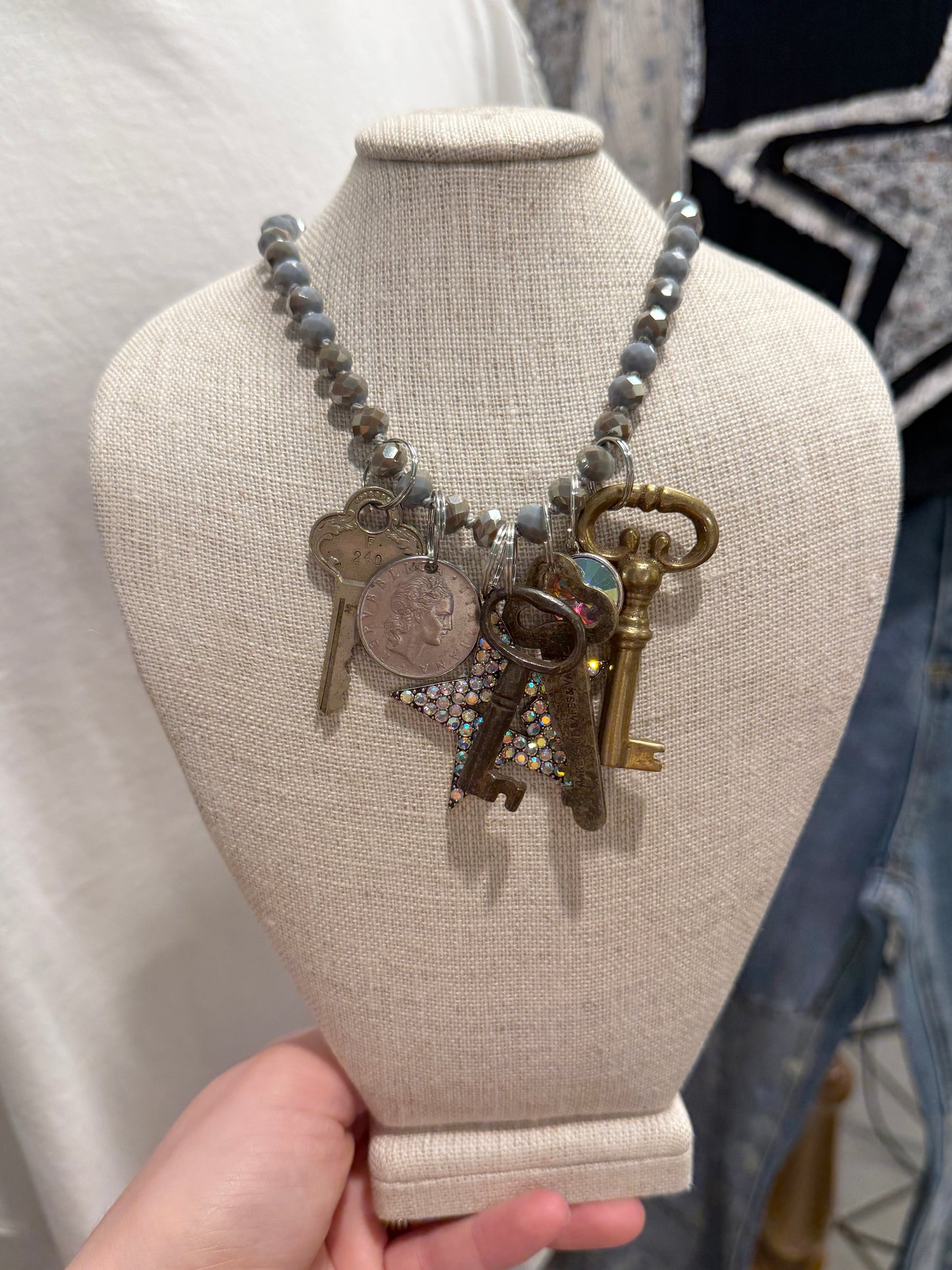 Beaded Long Key Necklace