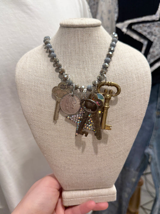 Beaded Long Key Necklace