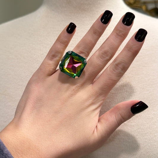 ALICE Large Square Volcano Stone Stretch Ring