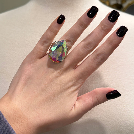 ALICE Large AB Stone Teardrop Stretch Ring