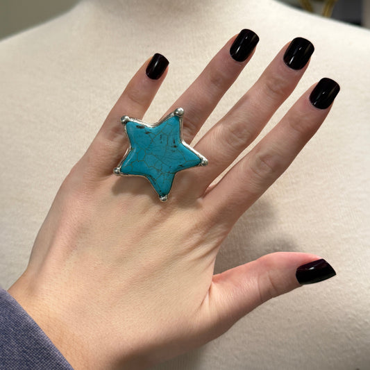 ALICE Howlite Star Stretch Ring