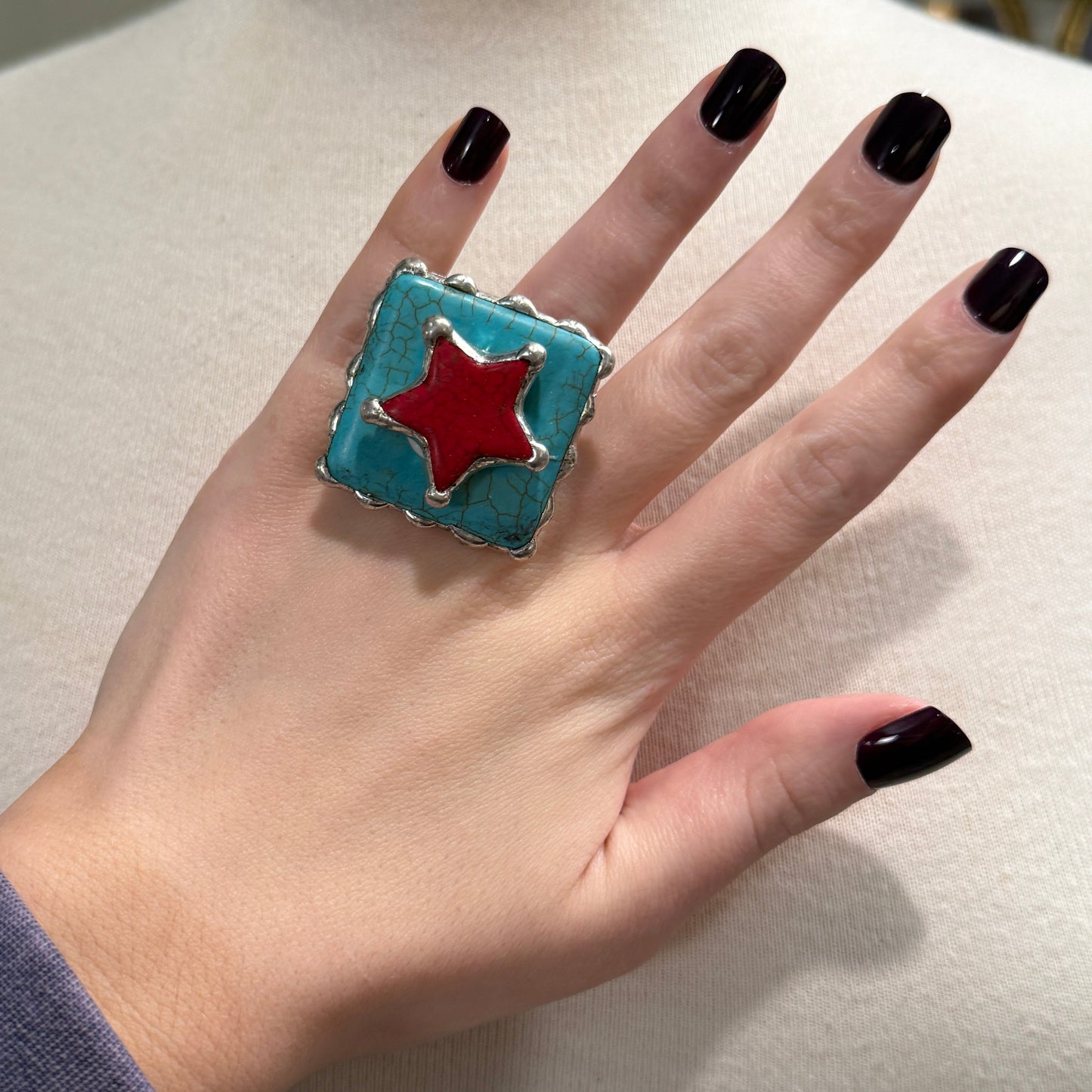 ALICE Howlite Stone Star Stretch Ring