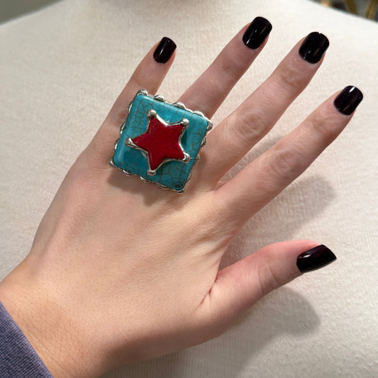 ALICE Howlite Stone Star Stretch Ring