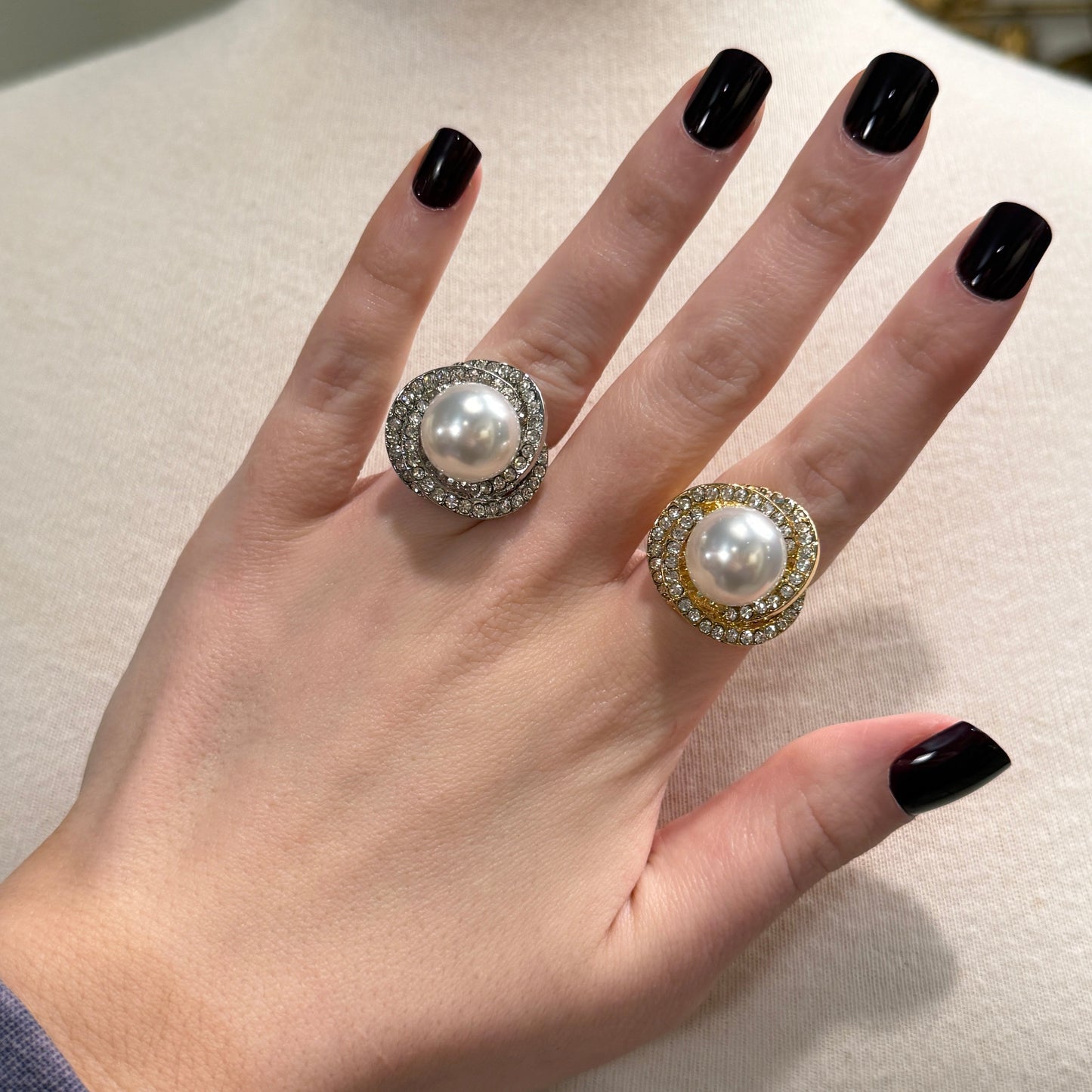 ALICE Crystal Pearl Stretch Ring