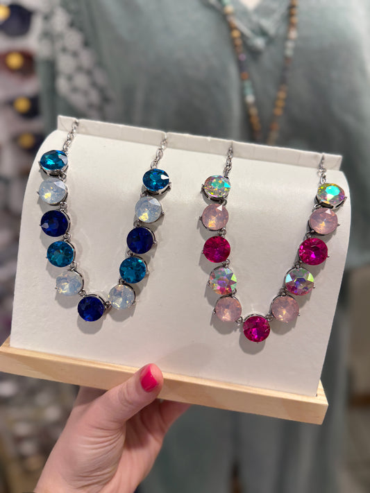 Blue / Pink Dime Necklace