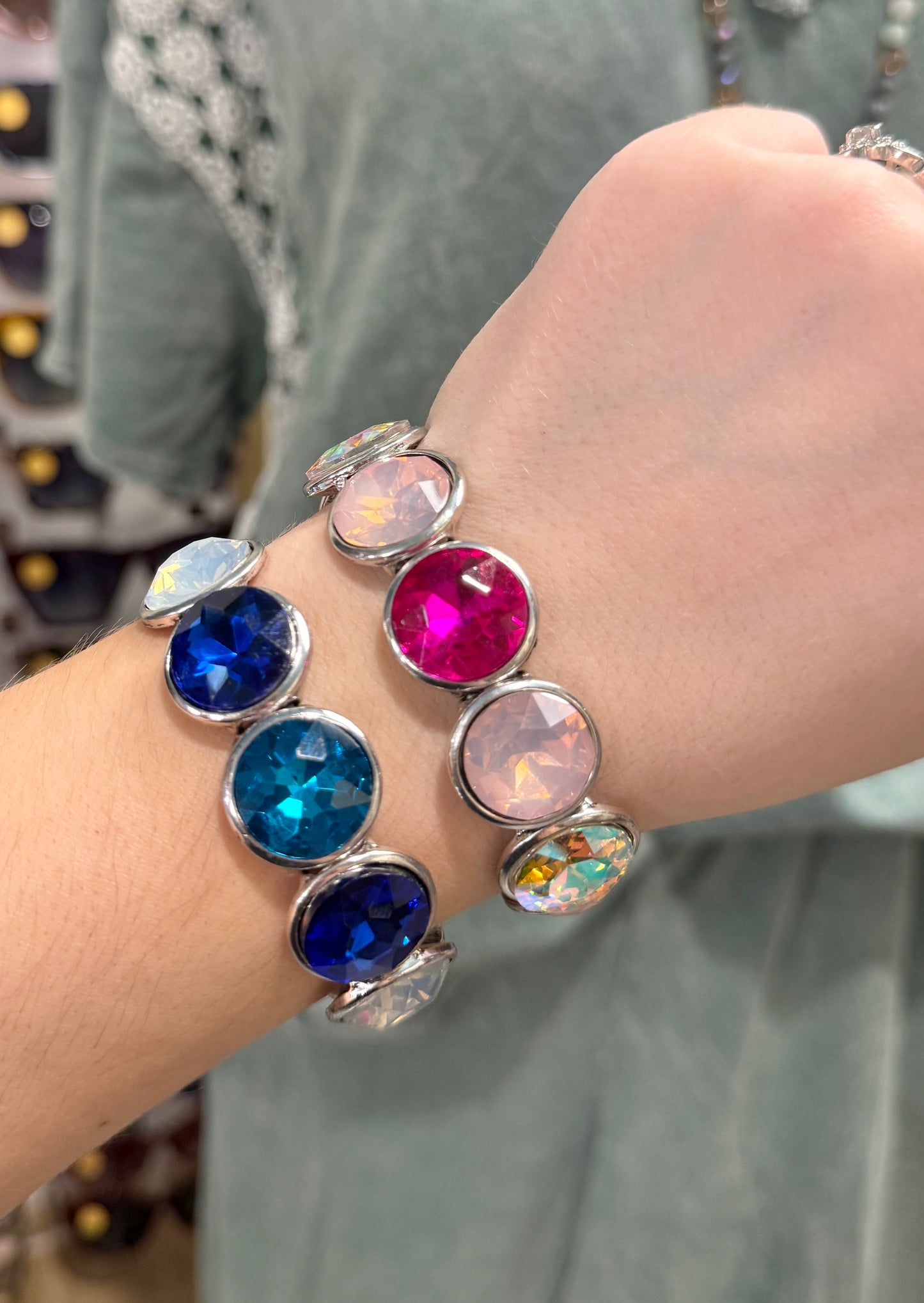 Blue / Pink Dime Bracelet