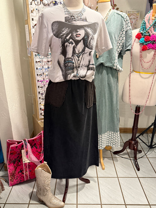 UMGEE Black French Terry Eyelet Skirt