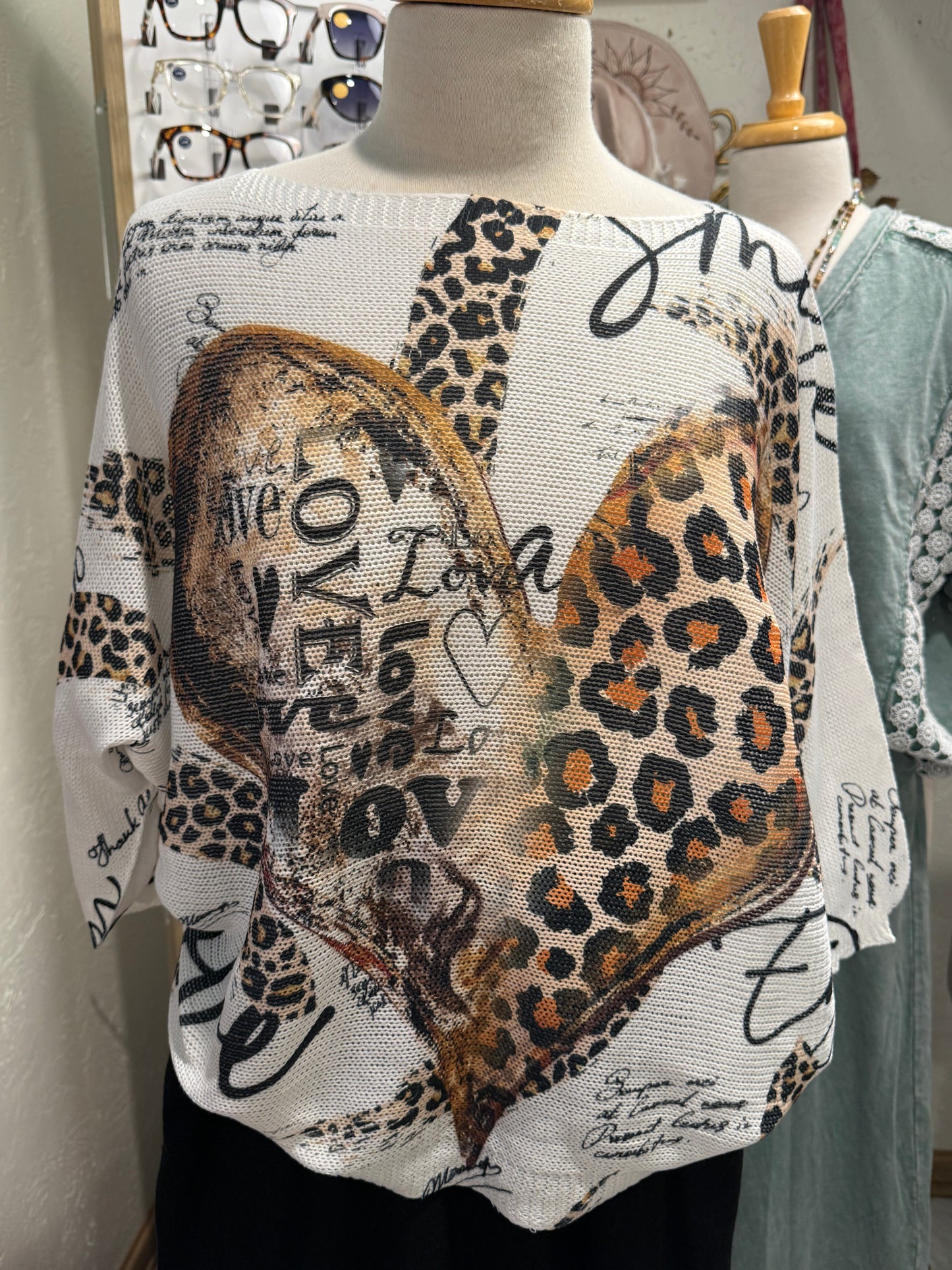 Cento White Leopard Heart Top