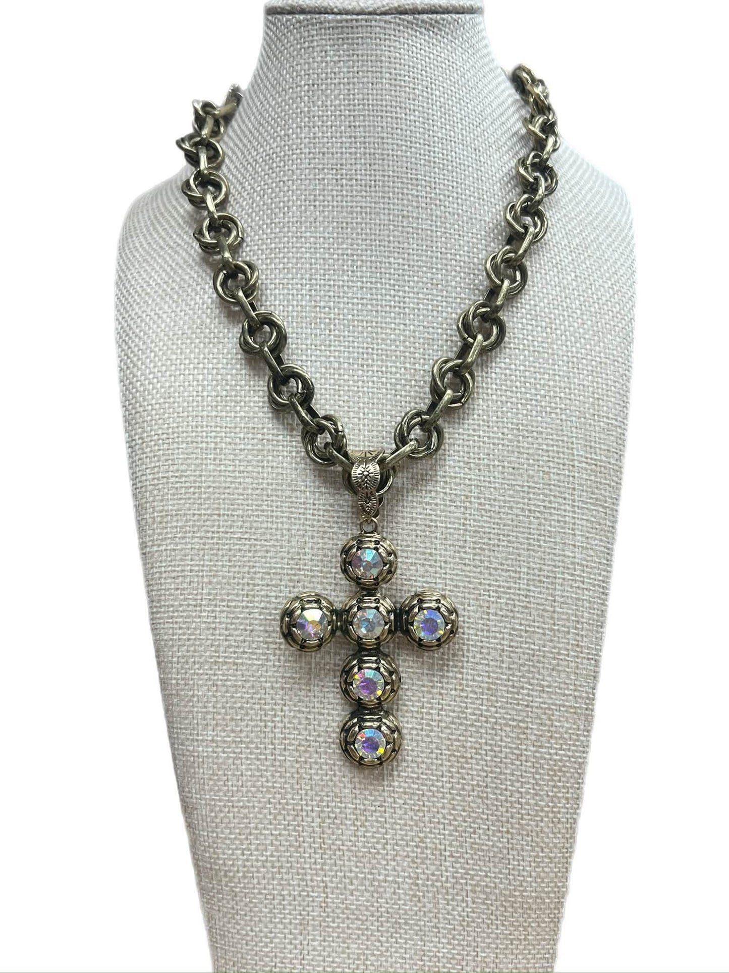 AB Crystal Cross Necklace