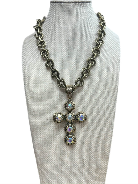 AB Crystal Cross Necklace