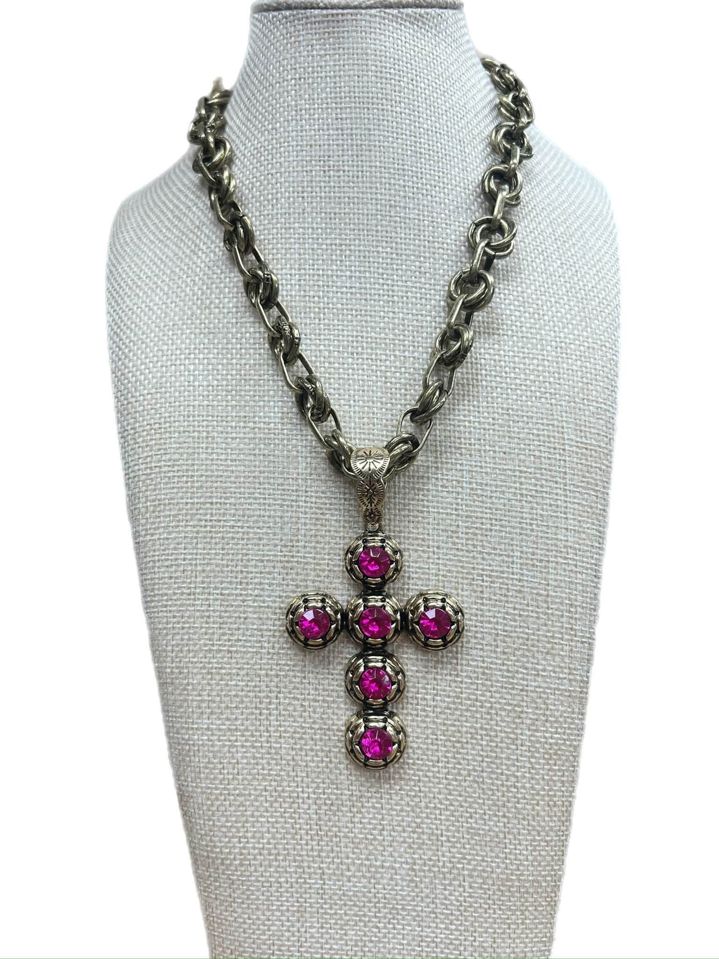 Hot Pink Cross Necklace