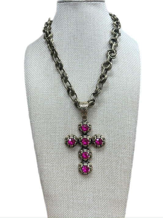 Hot Pink Cross Necklace