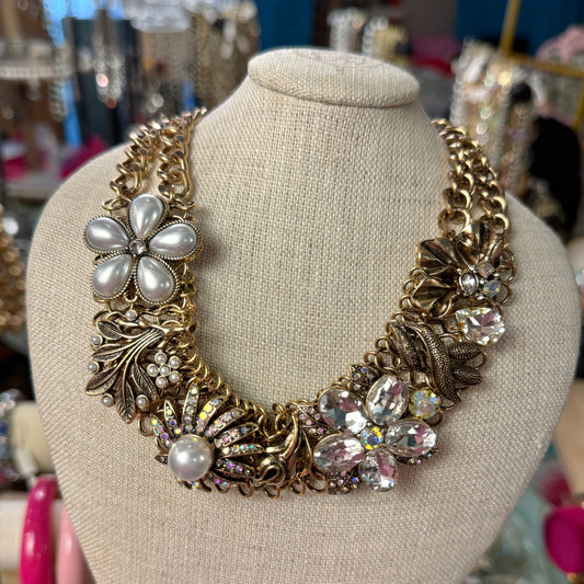 Pearl Crystal Collar Necklace
