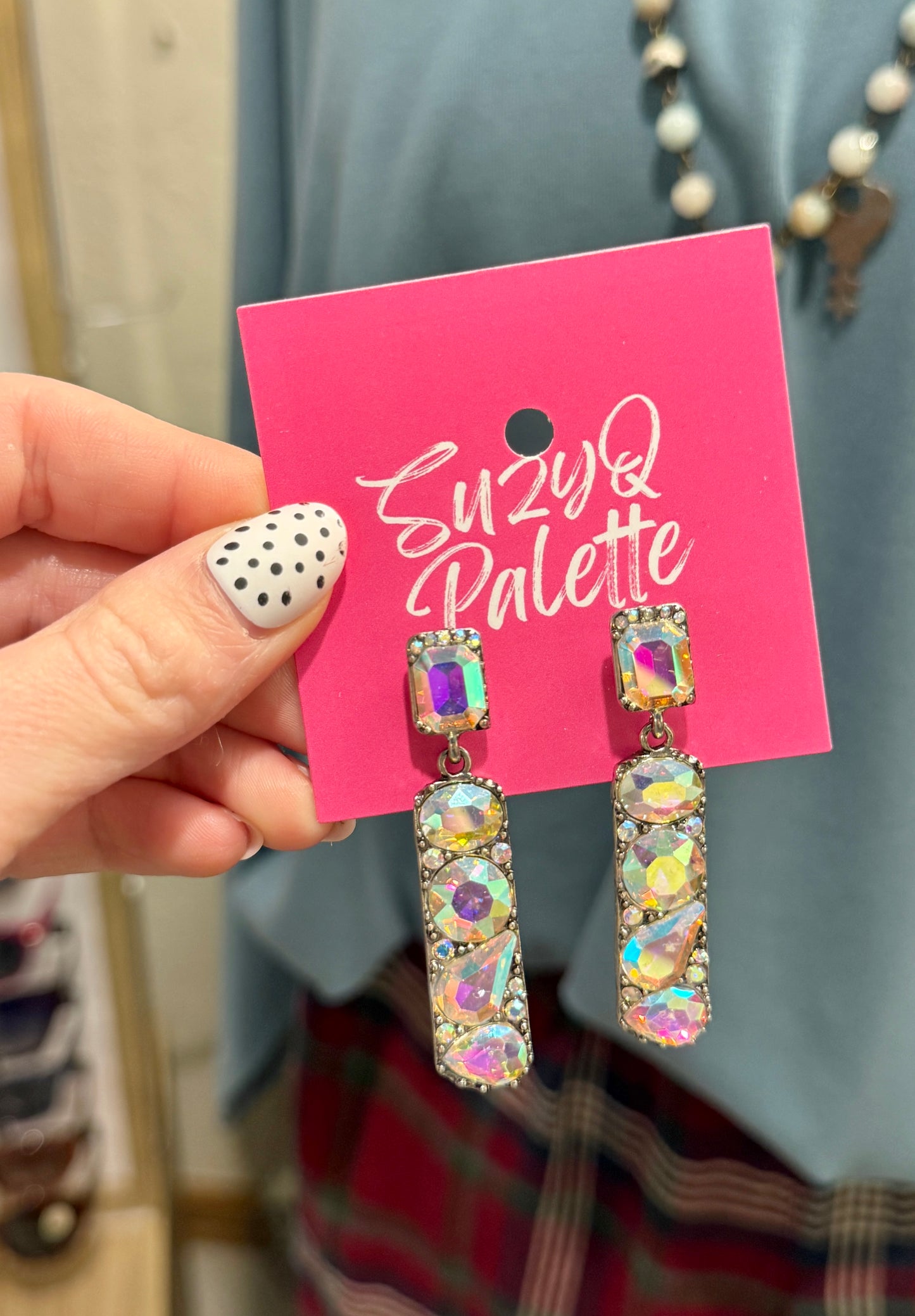AB Crystal Inital Earrings