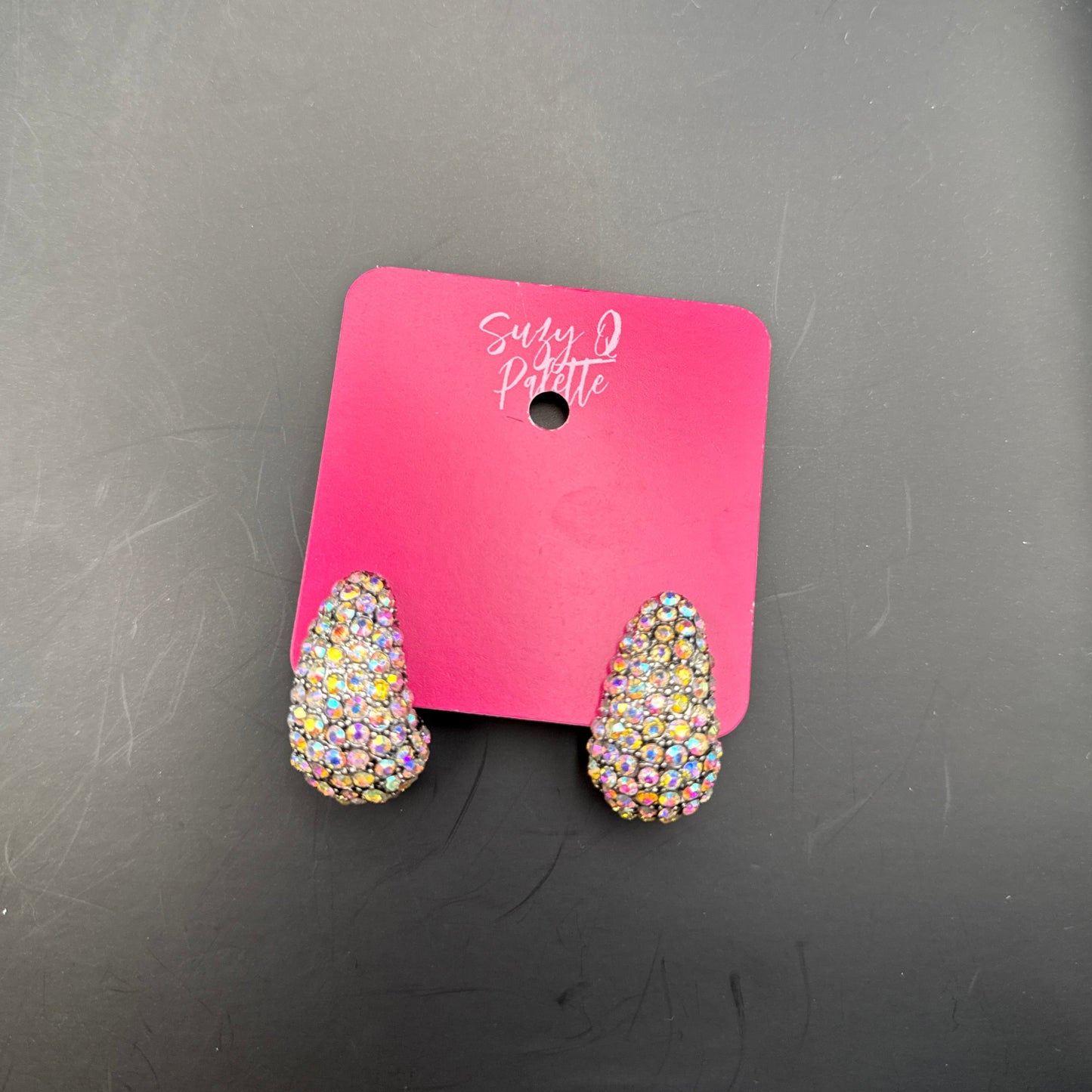 Small AB Stone Hoop Earrings