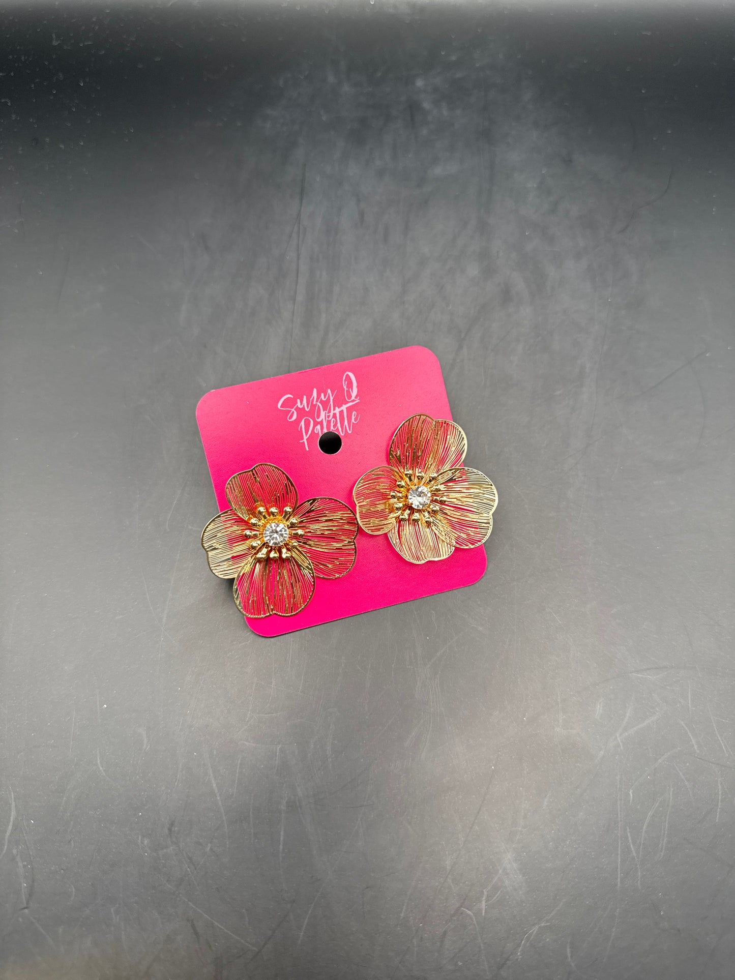 ALICE Small Gold Flower Earrings with AB Stones