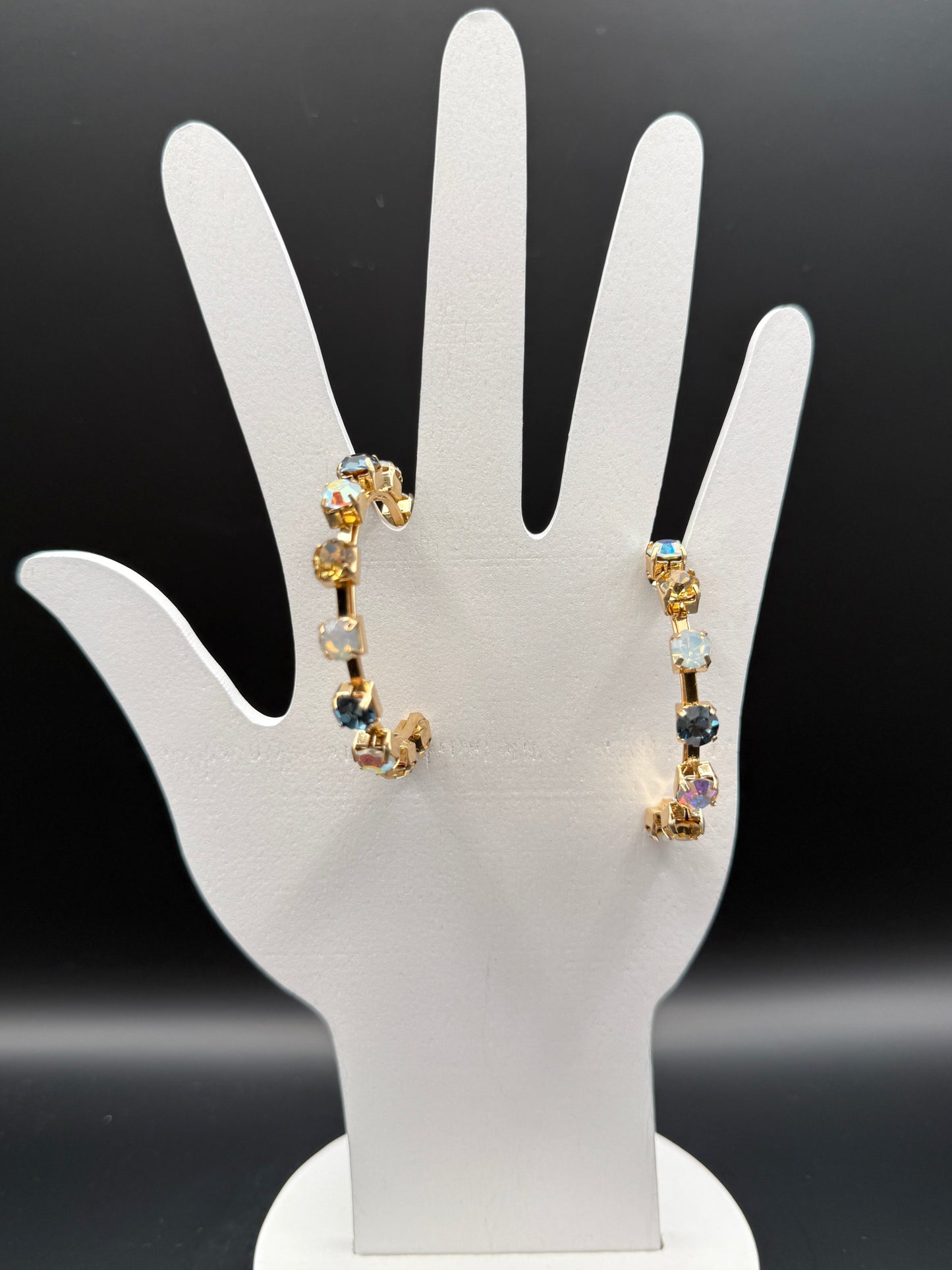 Multi-Stone Gold Hoop Earrings