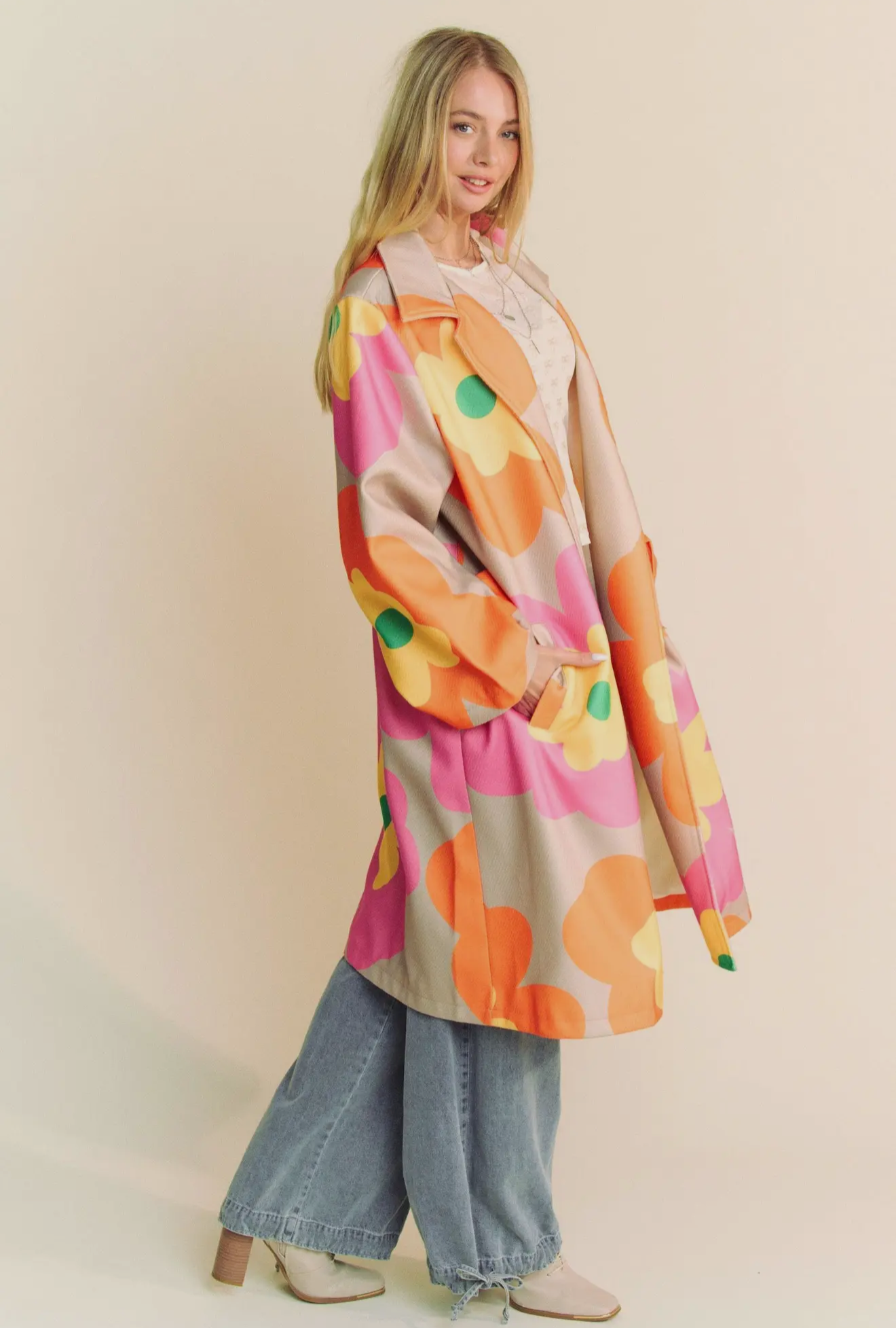 Davi & Dani Retro Floral Statement Coat