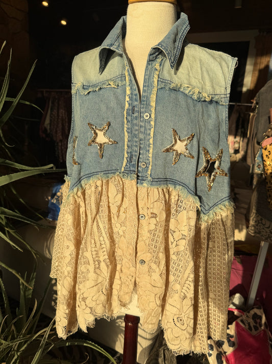 A Rare Bird Tin Star & Wishes Button Vest