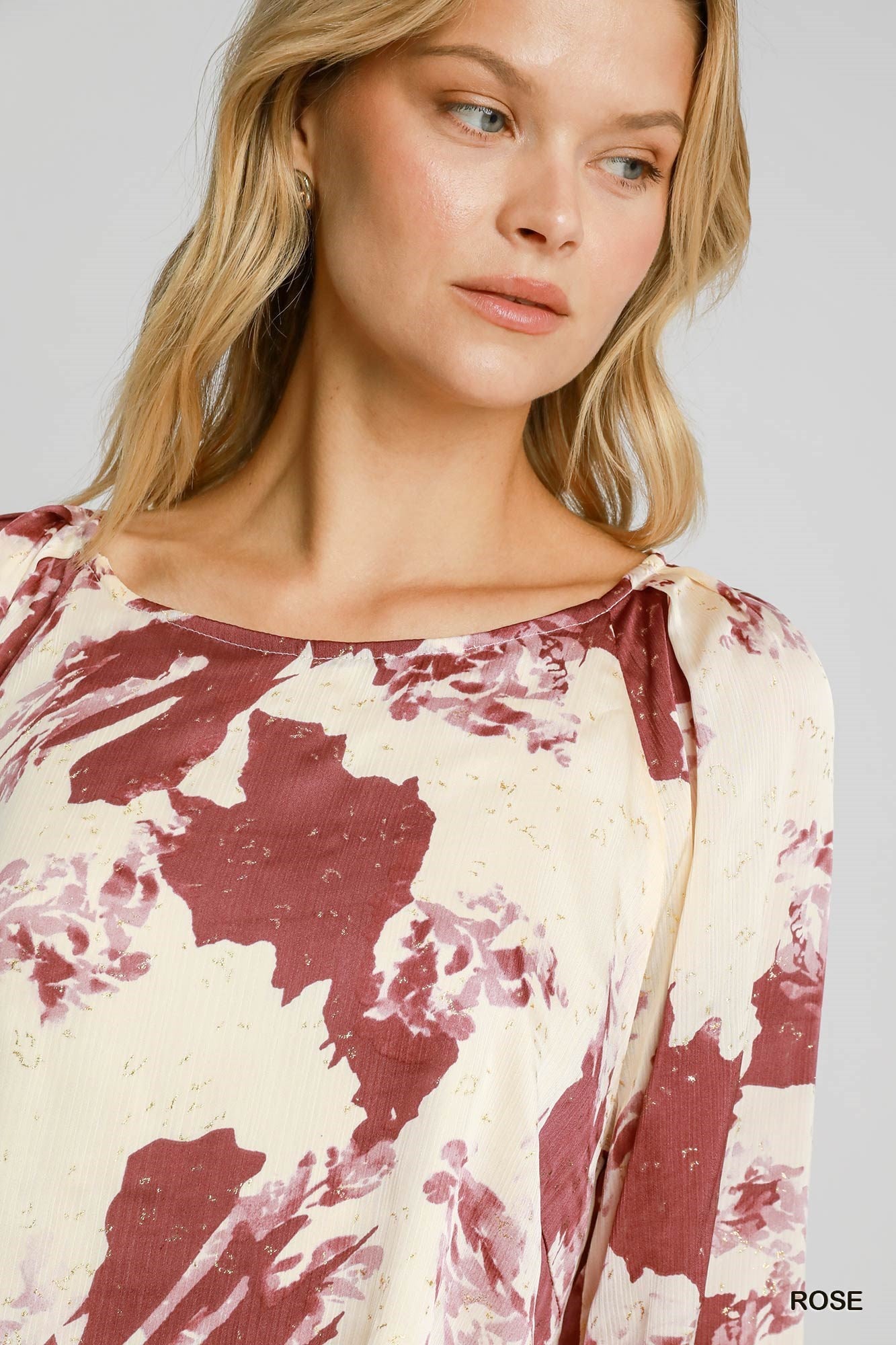 UMGEE Metallic Abstract Print Top Pink