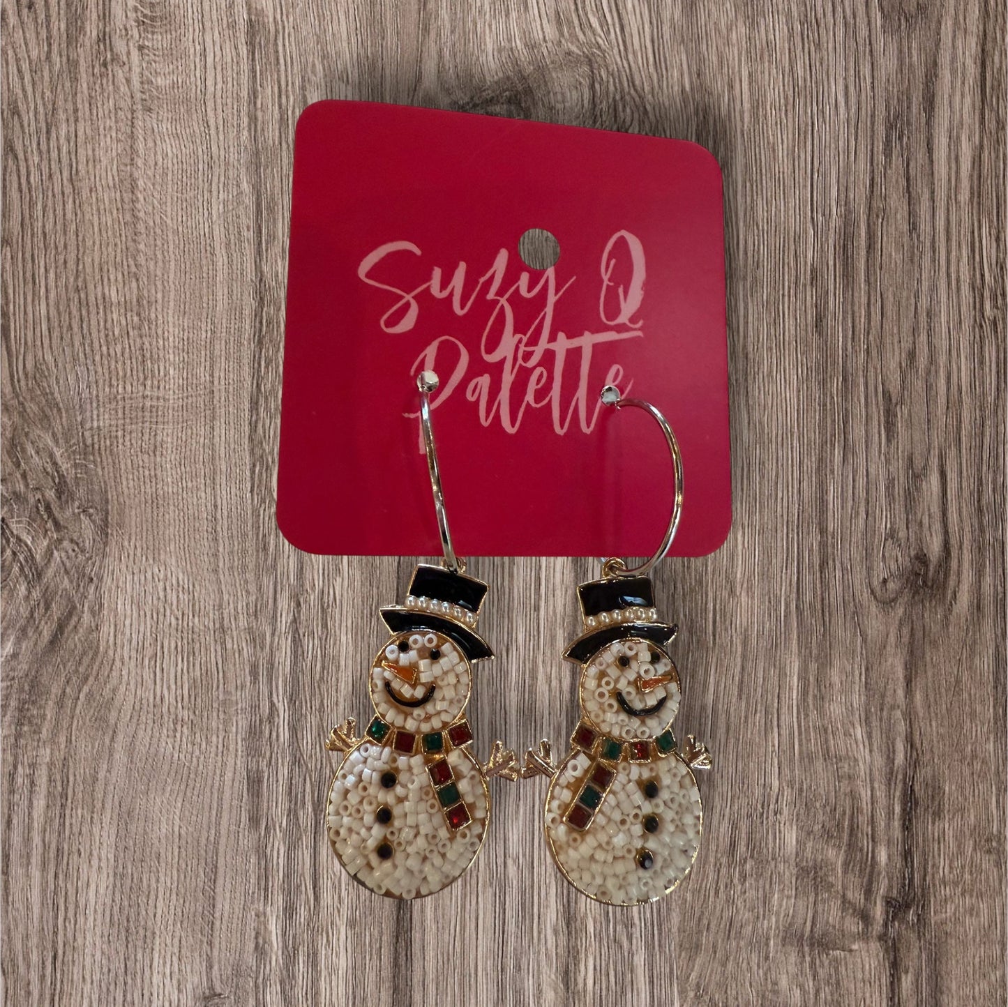 Snowman Beaded Christmas Earrings