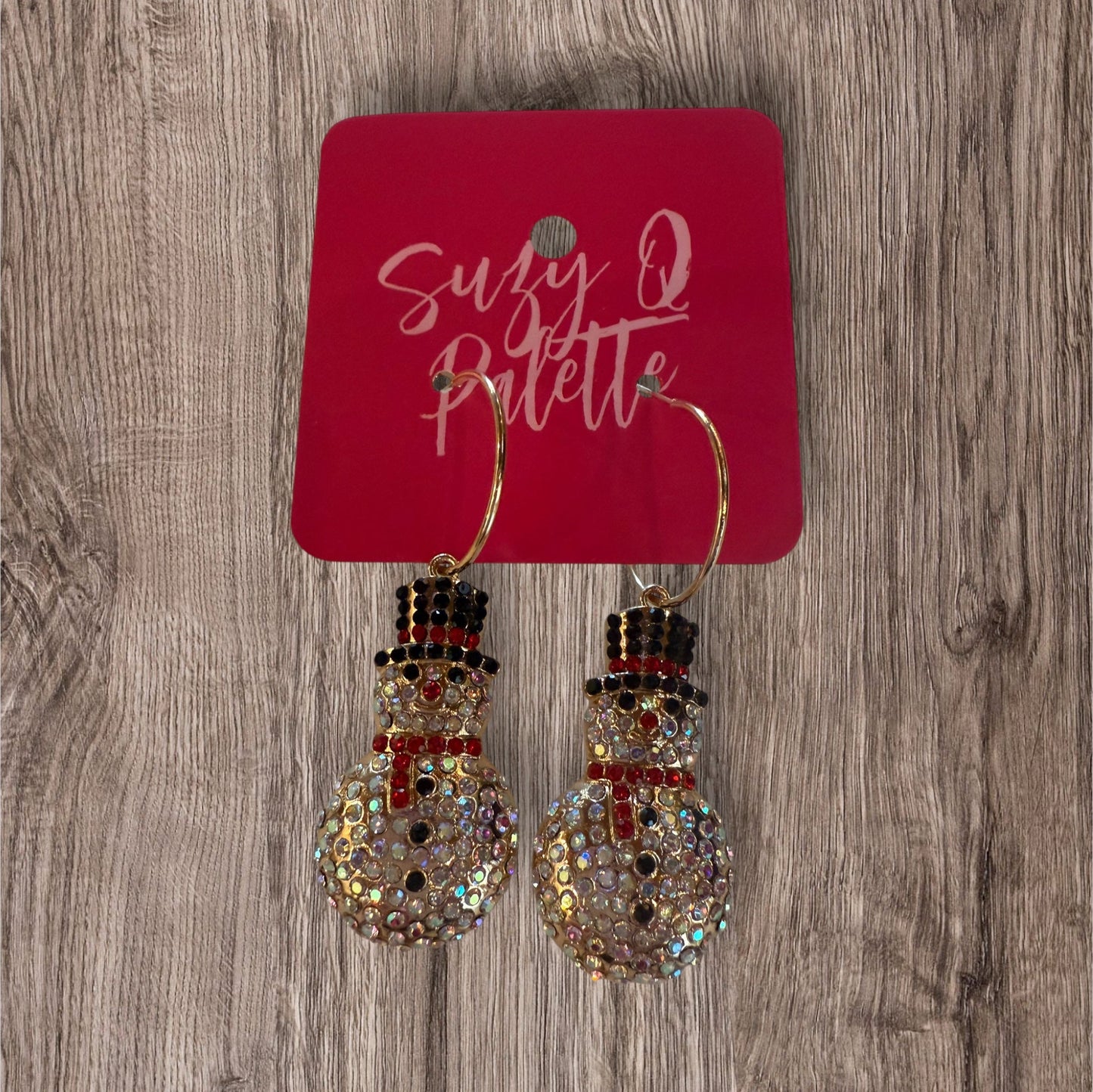 Snowman Crystal Christmas Earrings