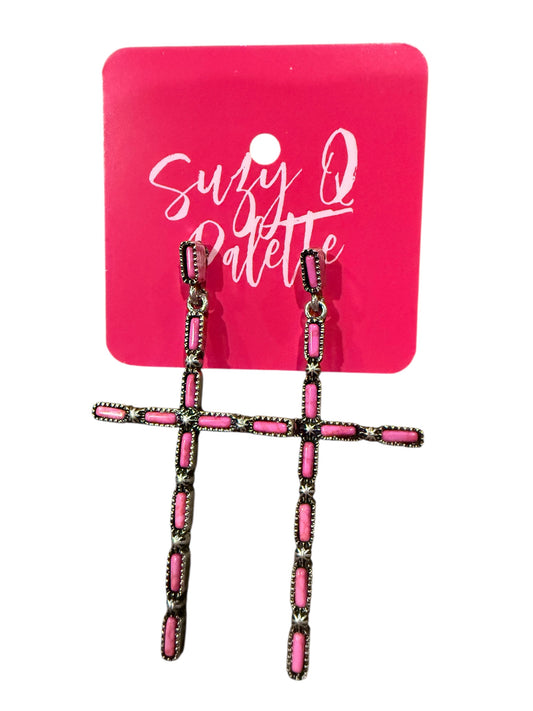 ALICE Pink Cross Earrings