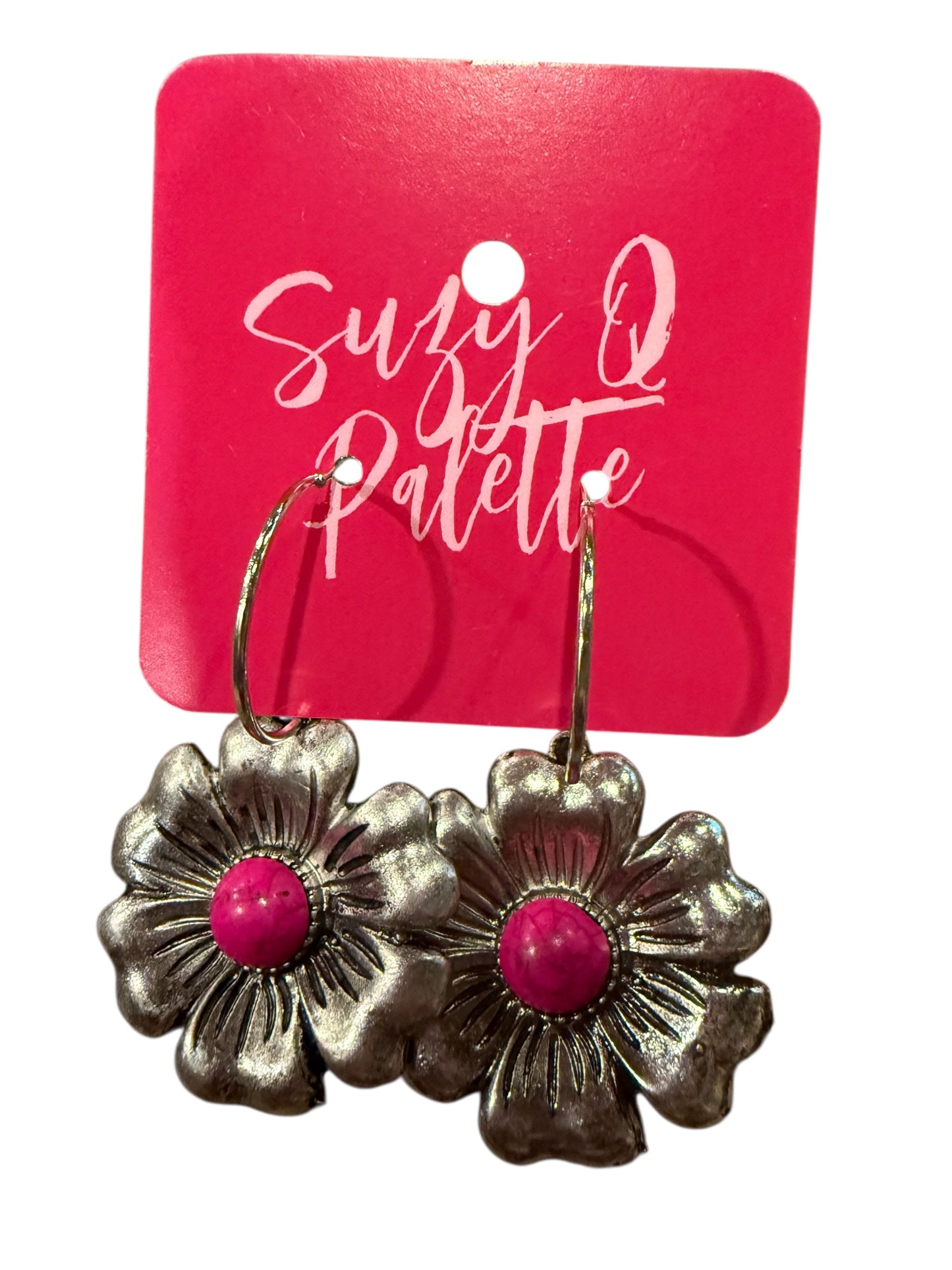 ALICE Floral Earrings with Pink Howlite