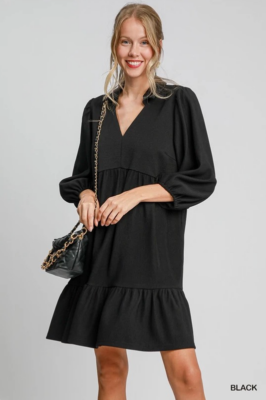 Umgee Tiered Ribbed Knit Mini Dress