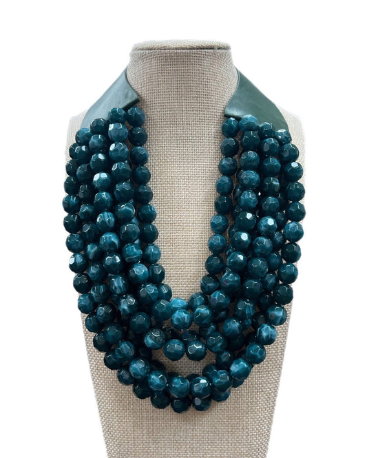 Ocean Blue Multilayer Beaded Magnetic Closure Necklace